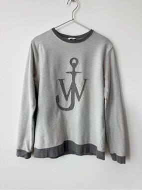 J.W. Anderson Grey Anchor Logo Inside Out Sweatshirt with Dark Grey Trim - Small
